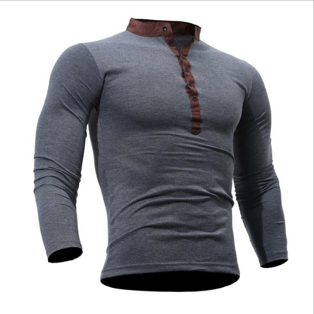  Long Sleeve Shirts for Men Henley Shirts Solid Color