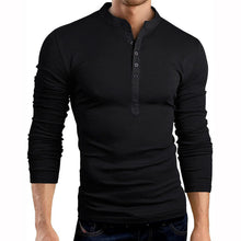 Load image into Gallery viewer, Autumn Thin blouse 2020 Mens Slim Fit V Neck Long Sleeve Muscle Tee Shirt Casual Tops Henley Shirts solid color
