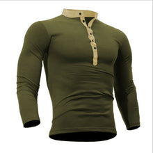 Load image into Gallery viewer, Autumn Thin blouse 2020 Mens Slim Fit V Neck Long Sleeve Muscle Tee Shirt Casual Tops Henley Shirts solid color
