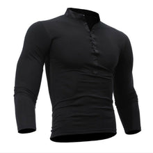 Load image into Gallery viewer, Autumn Thin blouse 2020 Mens Slim Fit V Neck Long Sleeve Muscle Tee Shirt Casual Tops Henley Shirts solid color
