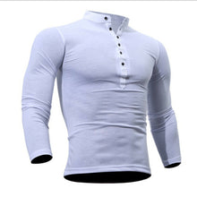 Load image into Gallery viewer, Autumn Thin blouse 2020 Mens Slim Fit V Neck Long Sleeve Muscle Tee Shirt Casual Tops Henley Shirts solid color
